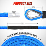 Nilight Winch Rope 1/4 Inch x 50 Feet 9000 LBS Synthetic Winch Line Cable with Black Protective Sleeve Line Cables for ATV UTV Winches with Synthetic Ropes Truck Boat SUV Vehicle, Blue, view 2
