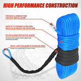 Nilight Winch Rope 1/4 Inch x 50 Feet 9000 LBS Synthetic Winch Line Cable with Black Protective Sleeve Line Cables for ATV UTV Winches with Synthetic Ropes Truck Boat SUV Vehicle, Blue, view 3