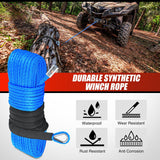 Nilight Winch Rope 1/4 Inch x 50 Feet 9000 LBS Synthetic Winch Line Cable with Black Protective Sleeve Line Cables for ATV UTV Winches with Synthetic Ropes Truck Boat SUV Vehicle, Blue, view 5