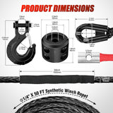 Nilight Winch Rope 1/4 Inch x 50 Feet Synthetic Winch Line Cable Kit for ATV UTV Offroad 10000 lbs Black Winch Line Ropes with Protective Sleeve+ Forged 35000lb Winch Hook+Rubber Stopper+Safety Strap, view 3
