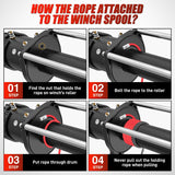 Nilight Winch Rope 1/4 Inch x 50 Feet Synthetic Winch Line Cable Kit for ATV UTV Offroad 10000 lbs Black Winch Line Ropes with Protective Sleeve+ Forged 35000lb Winch Hook+Rubber Stopper+Safety Strap, view 4