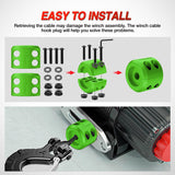 Nilight Winch Stopper for ATV UTV Truck SUV Winch Cable Hook Rubber Stopper 2 Pack Protect Towing Hook Synthetic Rope Winch Accessories Rope Line Saver with Stainless Steel Screws Allen Wrenc, Green, view 4