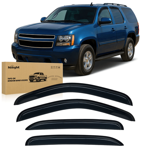 Nilight Window Rain Guards for Chevy Tahoe/GMC Yukon 2007 2008 2009 2010 2011 2012 2013 2014, Out-Channel Window Visors Vent Wind Deflectors-4PCS