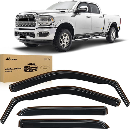 Nilight Window Rain Guards for Dodge Ram 2500 3500 Crew Cab 2019-2025 2026, Side Window Deflectors Vent Visors, Smoke Tint, Reduce Wind Noise, Car Wash Safe, 4PCS