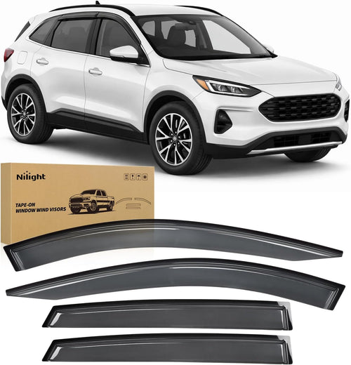Nilight Window Rain Guards for Ford Escape 2020-2026 (Not for Active) | Tape-On Window Visors Outside Mount Vent Visors Window Deflectors Fresh Air Ventilation Smoke Tint, 4PCS