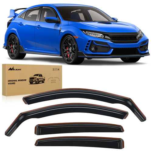 Nilight Rain Guards for Honda Civic Hatchback 2016 2017 2018 2019 2020 2021 Window Deflectors, Vent Window Visors-4pcs