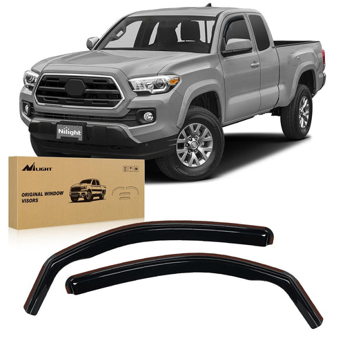 Nilight Window Deflectors for Toyota Tacoma Access Cab/Tacoma Double Cab 2016 2017 2018 2019 2020 2021 2022 2023 2024 Vent Window Visors, Rain Guards-2PCS