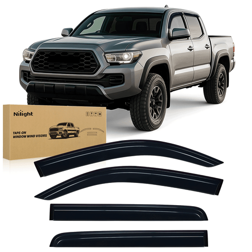 Nilight Window Rain Guards for Toyota Tacoma Double Cab 2016 2017 2018 2019 2020 2021 2022 2023, Out-Channel Window Visors Vent Wind Deflectors-4PCS