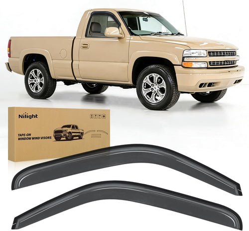 Nilight Window Visors for 1999-2007 Chevy Silverado/GMC Sierra 1500 | For 1999-2006 Silverado/Sierra 2500, 2001-2007 Silverado/Sierra 3500 Standard Cab, Outside Mount Rain Guards, 2PCS
