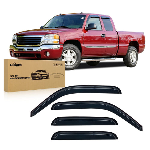 Nilight Window Visors for Chevy Silverado/GMC Sierra 1500/2500/3500/2500HD Extended Cab 1999-2006, Out-Channel Window Wind Deflectors Rain Guards -4PCS