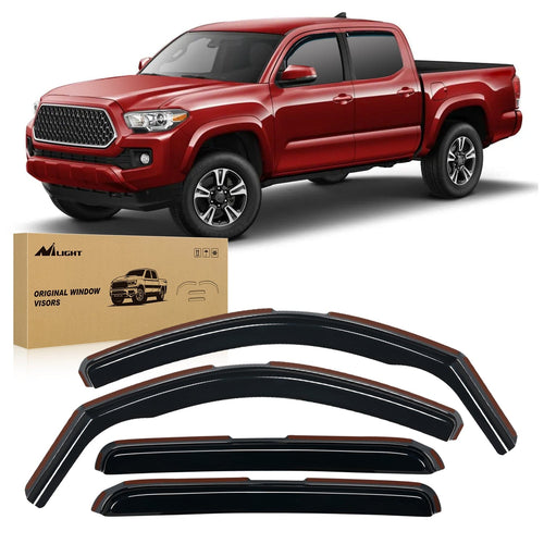 Nilight Rain Guards for Tacoma 2005 2006 2007 2008 2009 2010 2011 2012 2013 2014 2015 Double Cab Original Window Deflectors, Vent Window Visors-4PCS