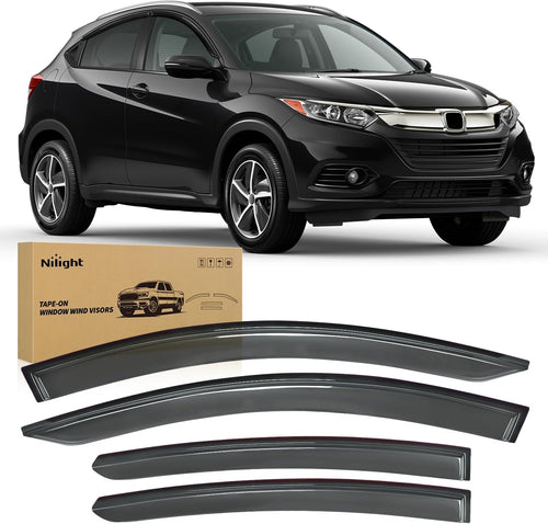 Nilight Window Visors for Honda HR-V 2016 2017 2018 2019 2020 2021 2022 | Outside Mount Rain Guards Vent Visors Window Deflectors Fresh Air Ventilation Smoke Tint, 4PCS