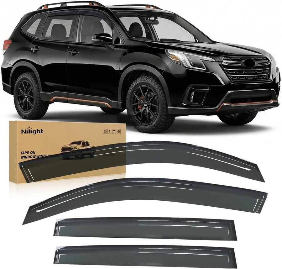 Nilight Window Visors for Subaru Forester 2019 2020 2021 2022 2023 2024 | Outside Mount Rain Guards Vent Visors Window Deflectors Smoke Tint, 4PCS