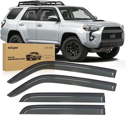 Nilight Window Visors for Toyota 4Runner 2010-2024 Outside Mount | Tape-On Rain Guards Vent Visors Window Deflectors Fresh Air Ventilation, Rain & Sun Protection Smoke Tint, 4PCS