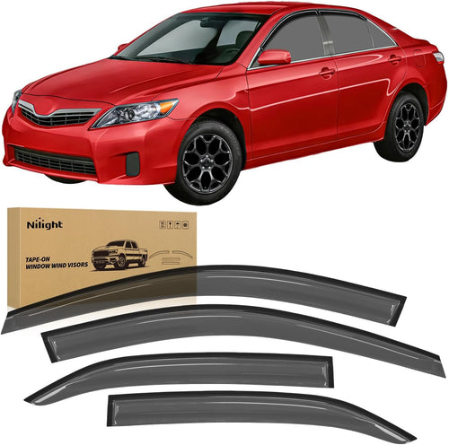 Nilight Window Visors for Toyota Camry 2007 2008 2009 2010 2011 | Tape-On Rain Guards Outside Mount Vent Visors Window Deflectors Smoke Tint, 4PCS