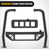 Nilight Windshield Frame Cover Light Bracket for 2021 2022 2023 2024 2025 2026 New Ford Bronco 2/4 Door Accessories Roof Sun Visor Cowl Body Armor with 4 x LED Lights Black, view 3