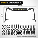 Nilight Windshield Frame Cover with 4 x LED Lights Insert Roof Sun Visor Cowl Body Armor Compatible with 2018-2026 Jeep Wrangler JL JLU & Gladiator JT (Excluding JL 4xe & JT Mojave), view 2