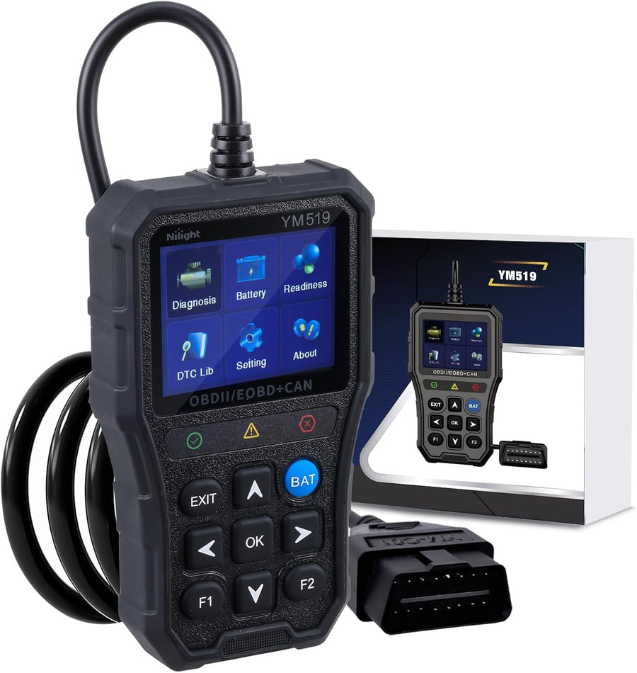 Nilight YM519 2.8 Inch Large Screen OBD2 Scanner - Enhanced Automotive Computer Diagnostic Tool - Car Code Reader for Engine Faults, I/M Readiness & Emission Test for All OBD II Protocol Cars