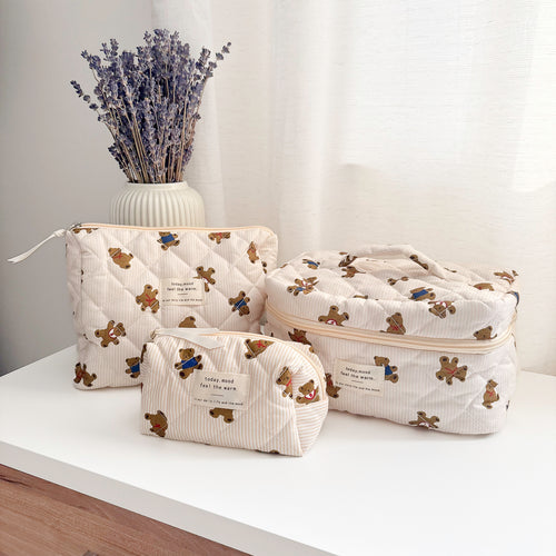 Nordic Peace 3 PCS Teddy Bear Makeup Bags