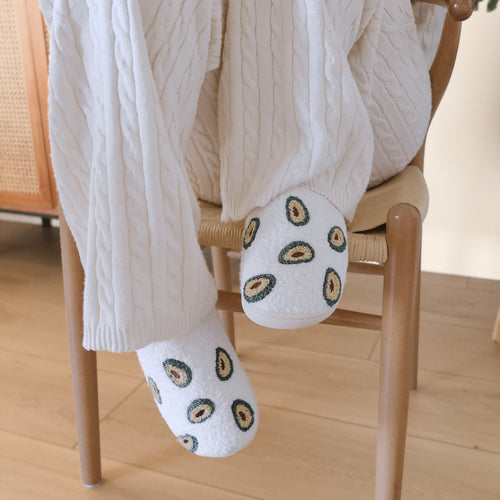 Nordic Peace Avocado Plush Slippers