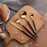 Nordic Peace Modern Black Gold Flatware Set - 24 Piece, view 2