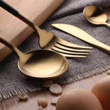 Nordic Peace Modern Black Gold Flatware Set - 24 Piece, view 4