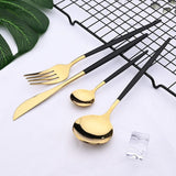 Nordic Peace Modern Black Gold Flatware Set - 24 Piece, view 6