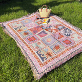 Nordic Peace Boho Tapestry Throw Blanket, view 2