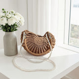 Nordic Peace Boho Woven Shell Handbag, view 2