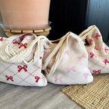 Nordic Peace Bow Crochet Tote Bag, view 2