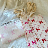 Nordic Peace Bow Crochet Tote Bag, view 3