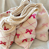 Nordic Peace Bow Crochet Tote Bag, view 6
