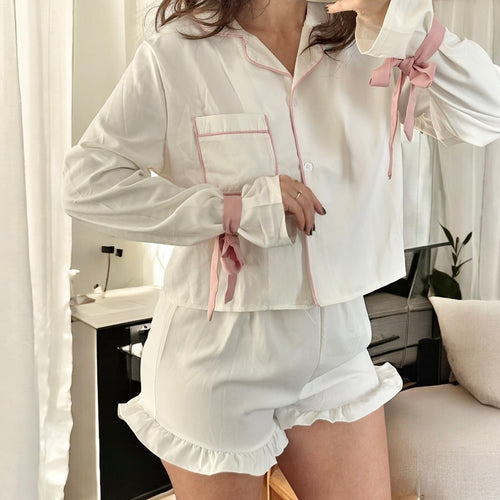 Nordic Peace Bow Tie Cuffs Pajama Set