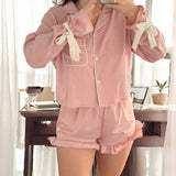 Nordic Peace Bow Tie Cuffs Pajama Set, view 5
