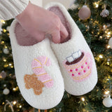 Nordic Peace Candy Cane Christmas Slippers, view 3