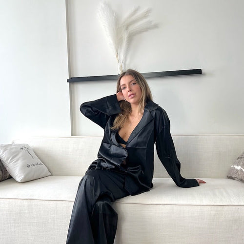 Nordic Peace Cassy Oversized Satin Silk Sleepwear Pajama Set