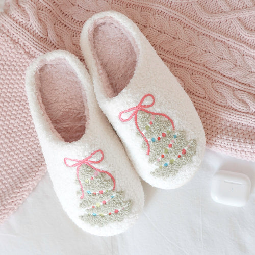 Nordic Peace Christmas Tree Plush Slippers