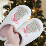Nordic Peace Christmas Tree Plush Slippers, view 2