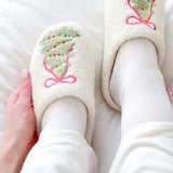 Nordic Peace Christmas Tree Plush Slippers, view 5