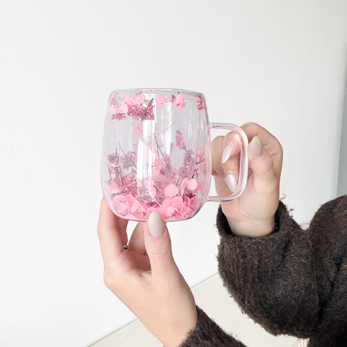 Nordic Peace Dried Flower Glass Mug