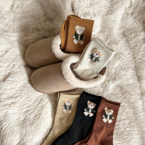 Nordic Peace Embroidered Bear Socks Pack
