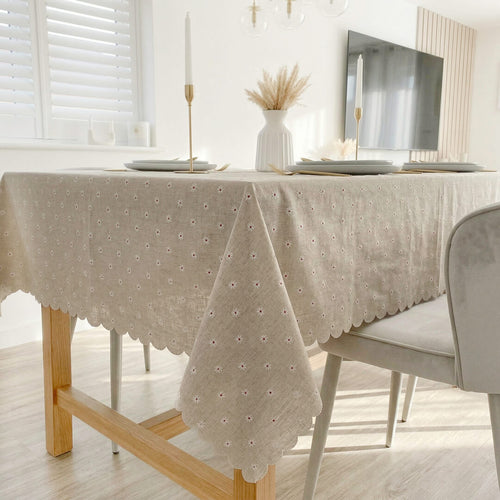Nordic Peace Embroidered Daisy Tablecloth