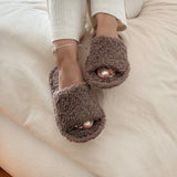 Nordic Peace Eve Fuzzy Open Toe Slippers, view 3