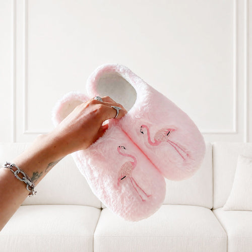 Nordic Peace Flamingo Plush Slippers