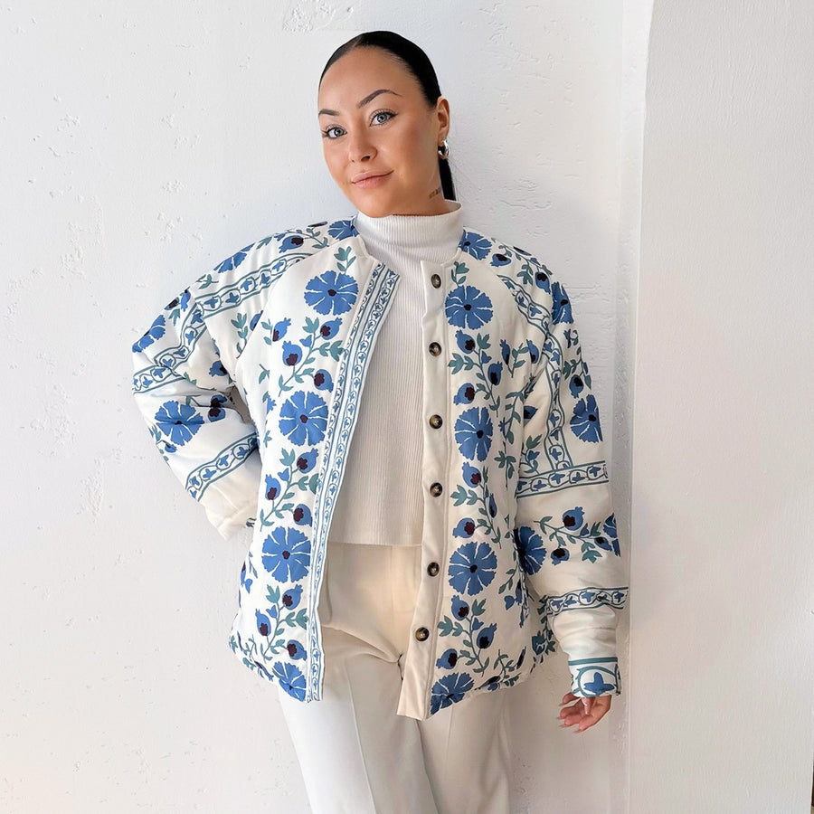 Nordic Peace Floral Print Jacket with Belt