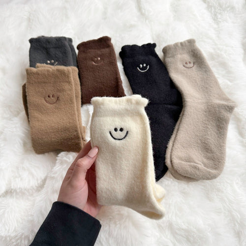 Nordic Peace Fuzzy Happy Face Socks Pack