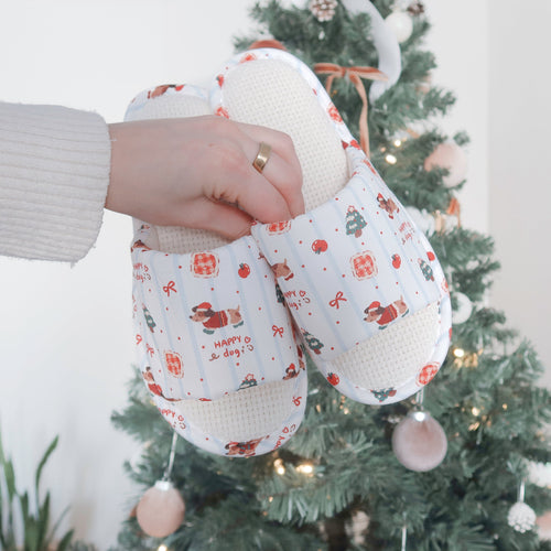 Nordic Peace Happy Dog Christmas Slippers