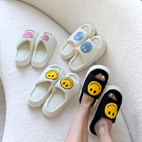 Nordic Peace Happy Face Platform Slides Sandals