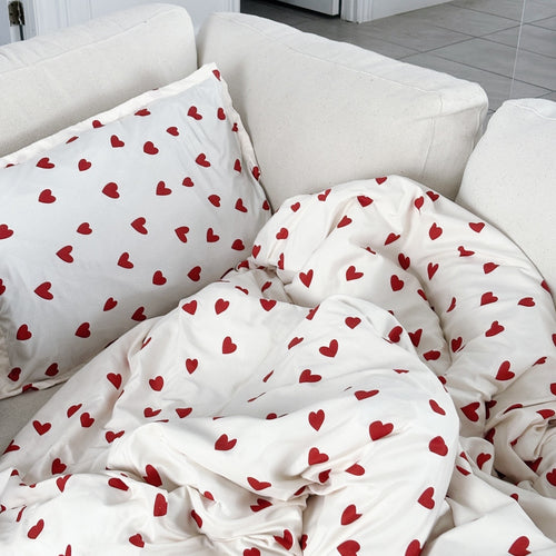 Nordic Peace Love Heart Bedding Set