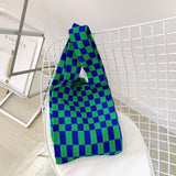 Nordic Peace Ivy Knit Checkered Tote Bag, view 4